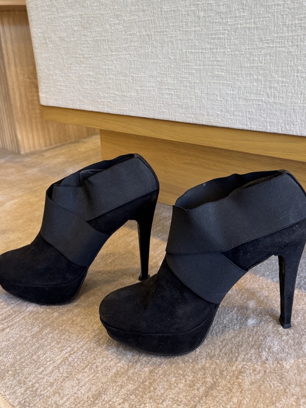 Stuart Weitzman Kilgore Elastic Strap Platform Ankle Boots Kilgore Black